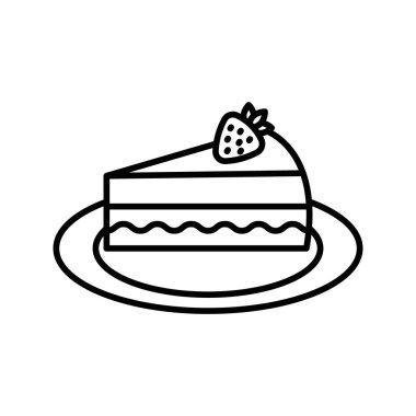 Cheesecake simgesi doğrusal logo işareti web için siyah-beyaz koleksiyonu