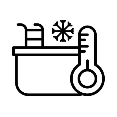 Soğuk dalış simgesi doğrusal logo işareti web için siyah ve beyaz koleksiyon olarak ayarlandı