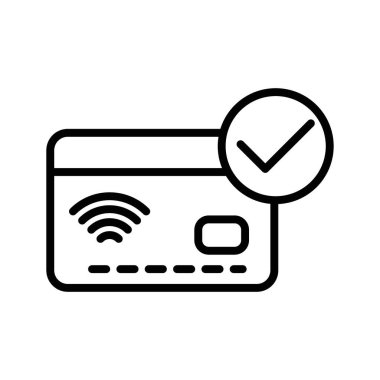 Temassız Ödeme simgesi doğrusal logo işareti web için siyah beyaz olarak belirlendi