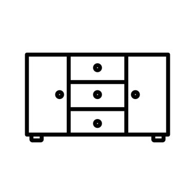 Credenza simgesi doğrusal logo işareti web için siyah beyaz olarak belirlendi