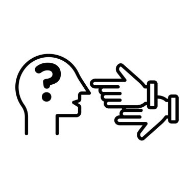 Eleştiri simgesi doğrusal logo işareti web için siyah ve beyaz olarak belirlendi