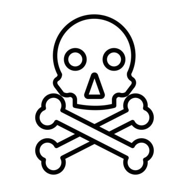 Crossbones kurukafa simgesi doğrusal logo işareti web için siyah ve beyaz olarak düzenlendi
