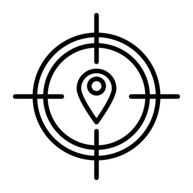 Crosshair konumu pin simgesi doğrusal logo işareti web için siyah ve beyaz koleksiyonu