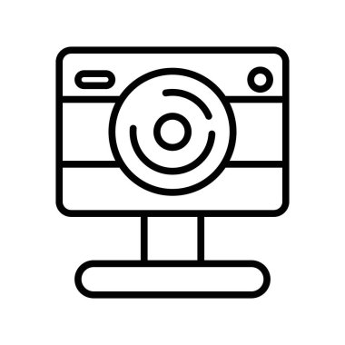 Web için dijital Webcam simgesi doğrusal logo işareti koleksiyonu siyah ve beyaz olarak ayarlandı