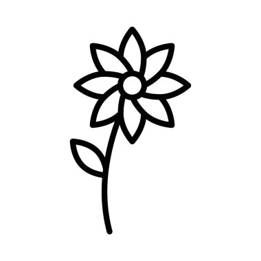 Çiçek simgesi doğrusal logo işareti web için siyah beyaz olarak belirlendi