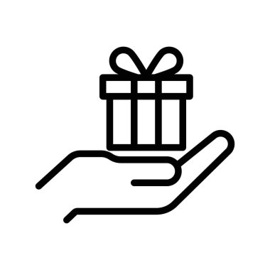 Ücretsiz hediye simgesi doğrusal logo işareti web için siyah ve beyaz olarak belirlendi
