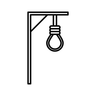 darağacı simgesi doğrusal logo işaretleri web için siyah beyaz olarak belirlendi