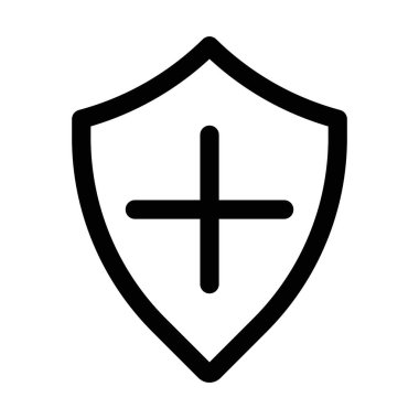 Sağlık sigortası simgesi doğrusal logo işareti web için siyah beyaz olarak belirlendi