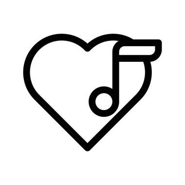 Duyulan kalp notu simgesi doğrusal logo işareti web için siyah beyaz olarak belirlendi