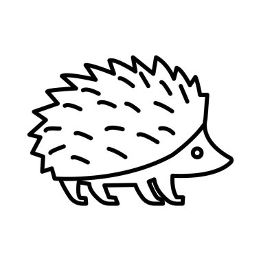 Hegdehog simgesi doğrusal logo işareti web için siyah ve beyaz koleksiyonu