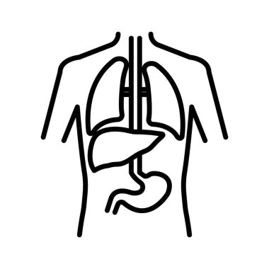 İnsan vücudu anatomisi simgesi doğrusal logo işareti web için siyah beyaz olarak belirlendi