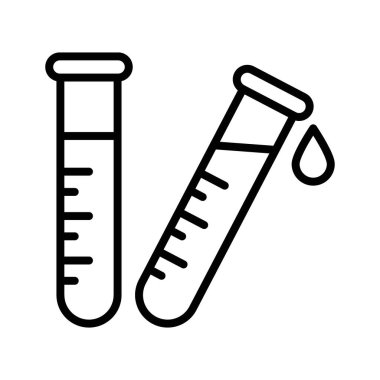 Laboratuvar test simgesi doğrusal logo işareti web için siyah beyaz olarak belirlendi