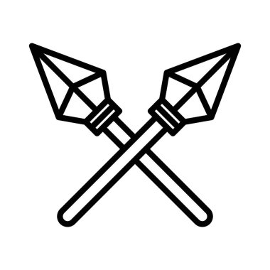 Mızrak simgesi doğrusal logo işareti web için siyah ve beyaz olarak koleksiyon