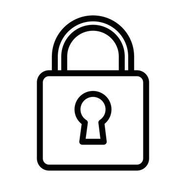 Web için simge doğrusal logo işaretini siyah beyaz olarak kilitle