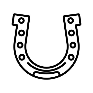 şanslı at nalı simgesi doğrusal logo işareti web için siyah beyaz olarak belirlendi