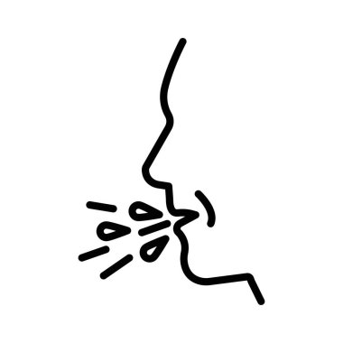 Man öksürük simgesi doğrusal logo işareti web için siyah-beyaz koleksiyonu