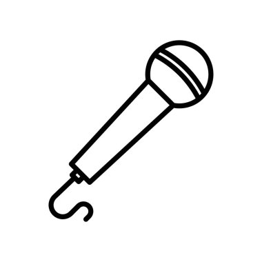 Web için siyah ve beyaz olarak mikrofon simgesi doğrusal logo işareti koleksiyonu