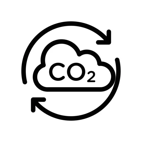 CO2 gaz karbondioksit ikon doğrusal logo işaretleri web için siyah beyaz olarak belirlendi