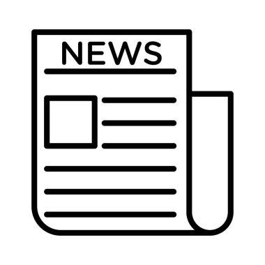 Gazete simgesi doğrusal logo işareti web için siyah-beyaz koleksiyonu