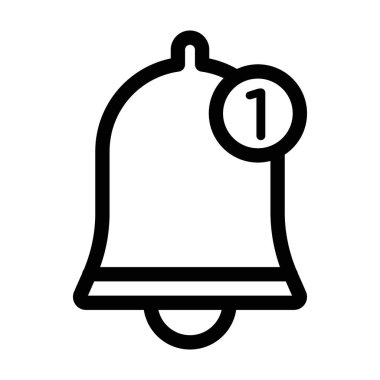 Uyarı çanı simgesi doğrusal logo işareti web için siyah ve beyaz olarak belirlendi