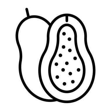 Papaya simgesi doğrusal logo işareti web için siyah beyaz olarak belirlendi