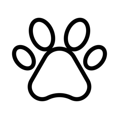 Paw simgesi doğrusal logo işareti web için siyah ve beyaz olarak belirlendi