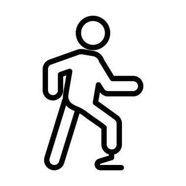 Protez bacak simgesi doğrusal logo işareti web için siyah beyaz olarak belirlendi