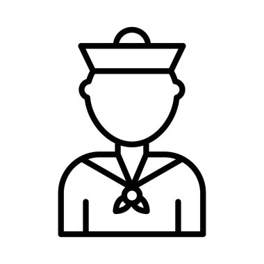 Sailor simgesi doğrusal logo işareti web için siyah beyaz olarak belirlendi