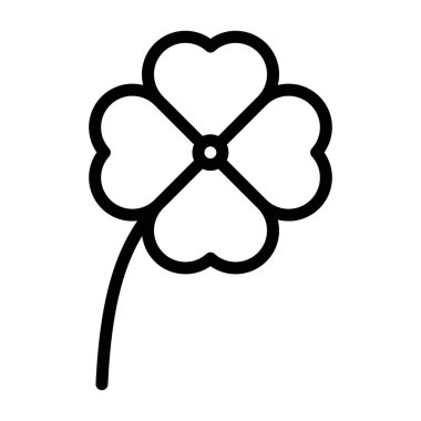 Saint Patrick Yaprak yonca simgesi doğrusal logo işareti web için siyah beyaz olarak belirlendi