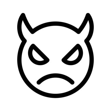 Şeytan simgesi doğrusal logo işareti, ağ için siyah beyaz koleksiyon ayarlandı