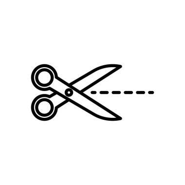 Makas makas kesme simgesi doğrusal logo işareti koleksiyonu web için siyah ve beyaz olarak ayarlandı