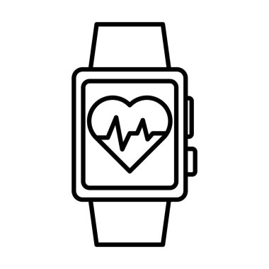 Akıllı saat simgesi doğrusal logo işareti web için siyah ve beyaz olarak belirlendi