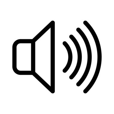 Hoparlör hacmi doğrusal logo işareti web için siyah ve beyaz olarak belirlendi