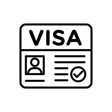 Web için siyah ve beyaz olarak vize simgesi doğrusal logo koleksiyonunu başlat