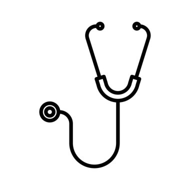 stetoskop simgesi doğrusal logo işareti web için siyah ve beyaz koleksiyonu