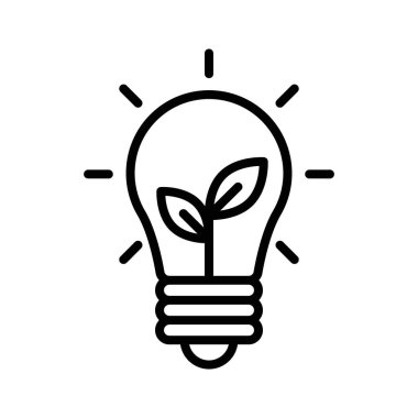 Sürdürülebilir ekolojik enerji ikonu doğrusal logo işareti web için siyah beyaz olarak belirlendi