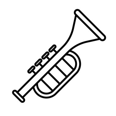 Trompet simgesi doğrusal logo işareti web için siyah beyaz olarak belirlendi