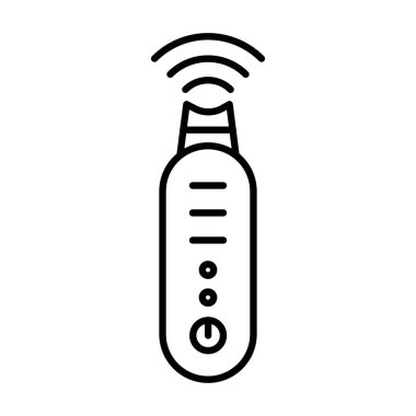 Ultrasonik yüz temizleme simgesi doğrusal logo işareti web için siyah beyaz olarak ayarlandı