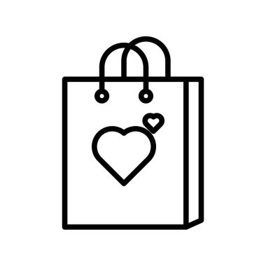 Sevgililer Günü hediye simgesi doğrusal logo işareti web için siyah beyaz olarak belirlendi