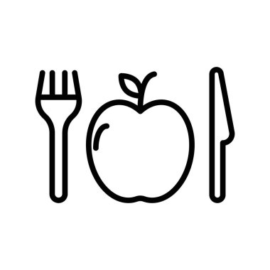 vejetaryen yiyecek simgesi doğrusal logo işareti web için siyah beyaz olarak belirlendi