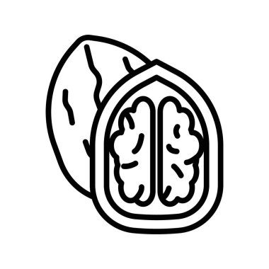 Ceviz simgesi doğrusal logo işaretleri web için siyah beyaz olarak belirlendi