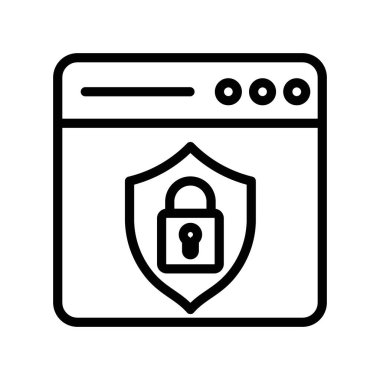 Web Güvenlik simgesi doğrusal logo işareti web için siyah beyaz olarak belirlendi