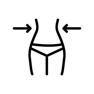 Kilo kaybı simgesi doğrusal logo işareti web için siyah ve beyaz olarak belirlendi