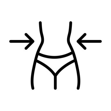 Kilo kaybı simgesi doğrusal logo işareti web için siyah ve beyaz olarak belirlendi