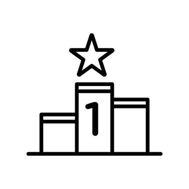 Kazanan podyum simgesi doğrusal logo işareti web için siyah beyaz olarak belirlendi