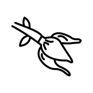 Ylang ylang simgesi doğrusal logo işaretleri web için siyah ve beyaz olarak belirlendi