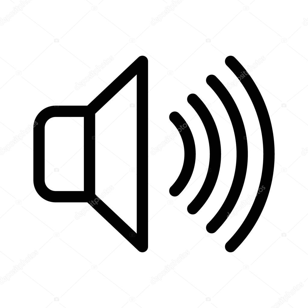 Speaker volume icon linear logo mark set collection in black and white for web