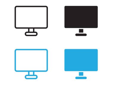 Bilgisayar monitörü ikon vektör çizgisi logosu veya sembol koleksiyon özet biçimi