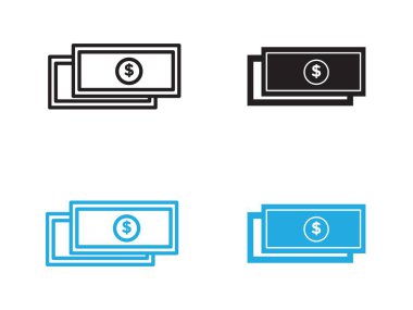 Dolar banknotu para simgesi vektör çizgisi logosu veya sembol koleksiyon özet biçimi