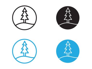 Orman ve park ağaçları ikon vektör çizgisi logo işareti veya sembol koleksiyon özet biçimi